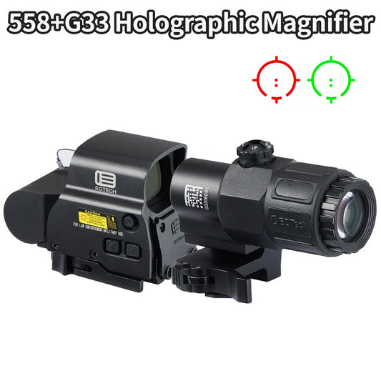 EOTECH Holographic Red & Green Dot Sight with Magnifier Combo - Military-Grade Coatings, Black