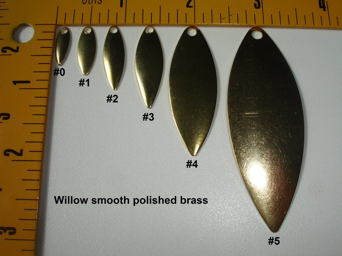 Willow Spinner Blades Assortment - Hammered or Smooth Nickel & Brass Sizes 0-5