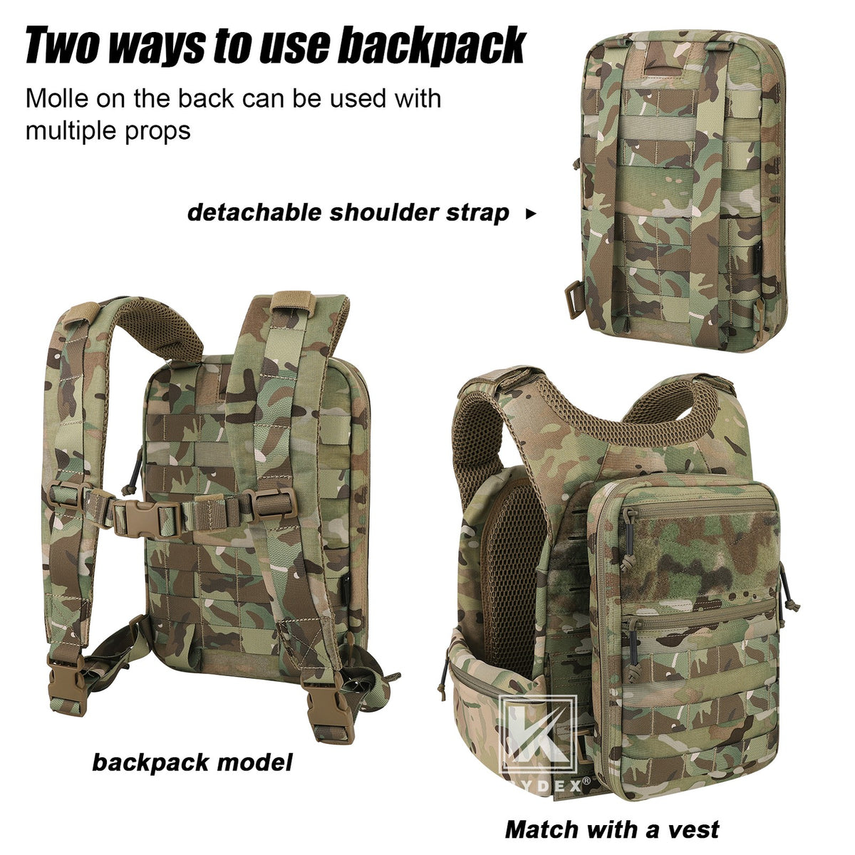 Tactical Hydration Pack with 1.5L Water Bladder - MOLLE Backpack for Outdoor & Military Use