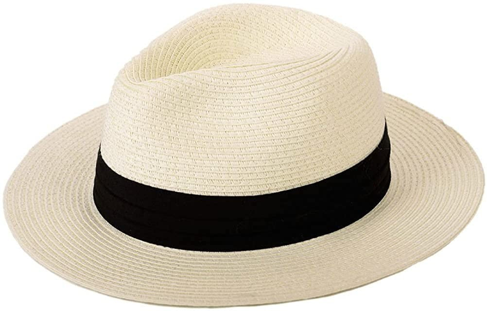 Ladies Fashion Sun Hat - White, Medium Wide Brim Summer Hat for Beach & Outdoor
