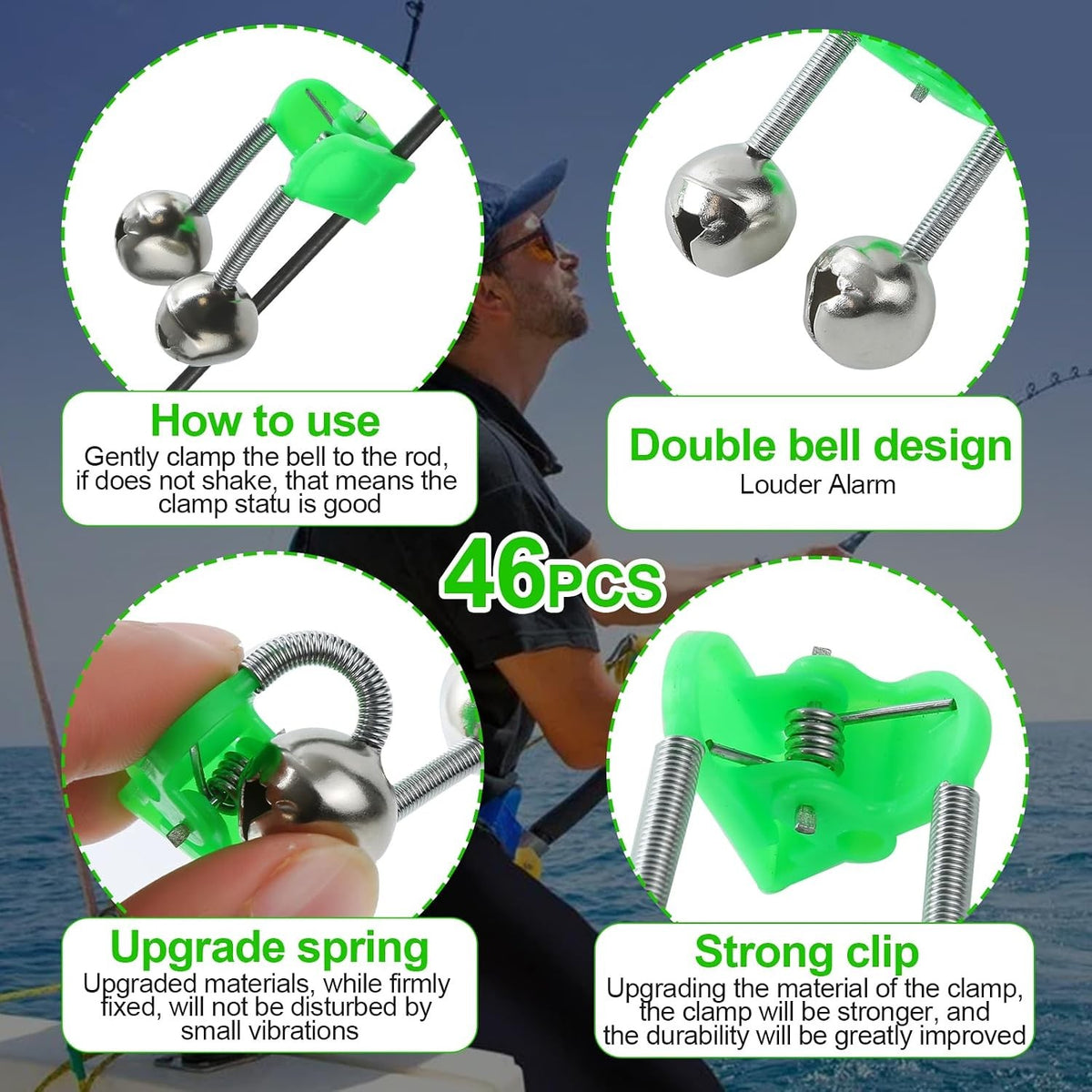 50PCS Plastic Fishing Bell Alarm Set for Rods - Loud Bite Indicators