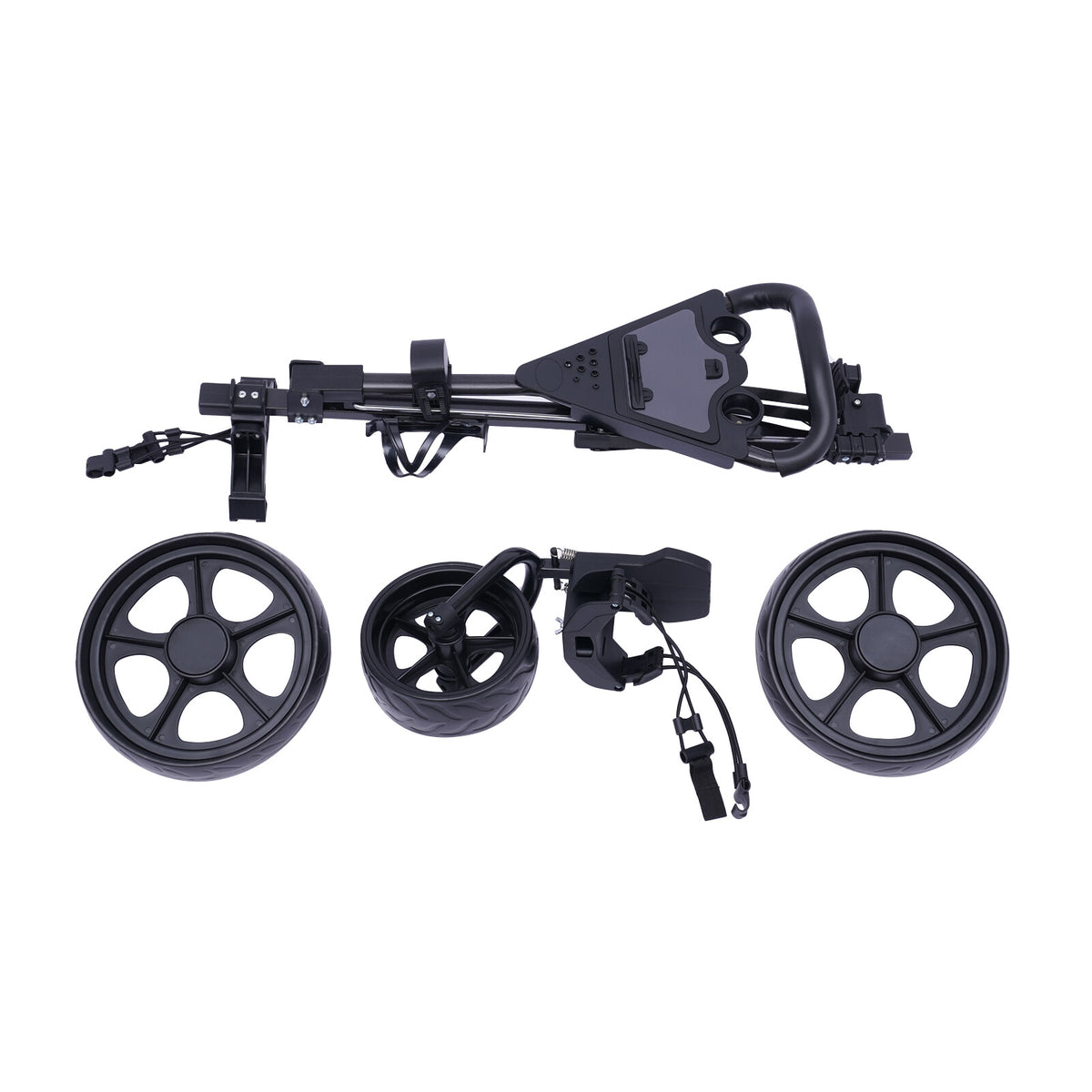 3-Wheel Foldable Golf Push Cart with Foot Brake & Cup Holder