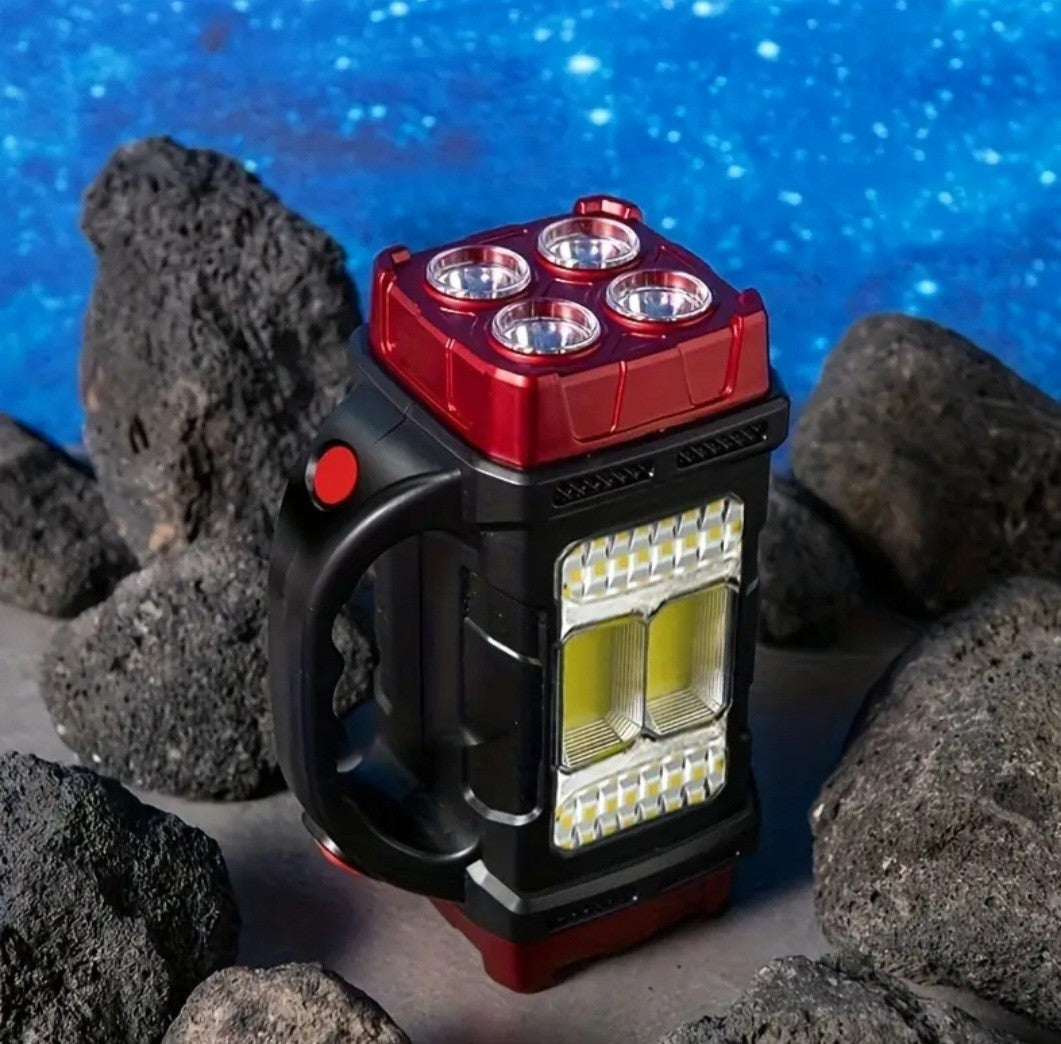 Solar Rechargeable LED Lantern Flashlight with Power Bank for Camping Emergency