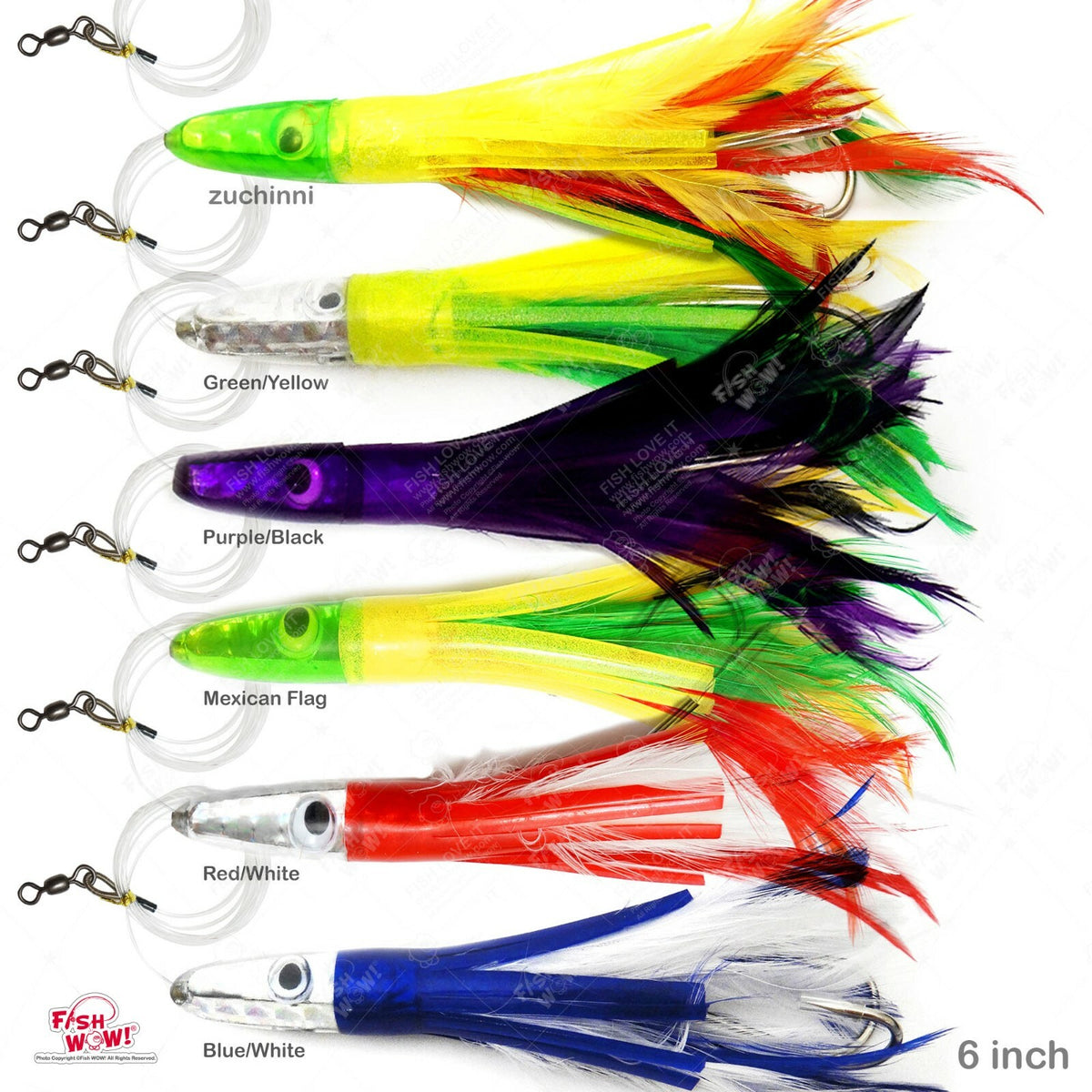 6-Inch Fish Trolling Tuna Feather Rig - Big Game Saltwater Lure