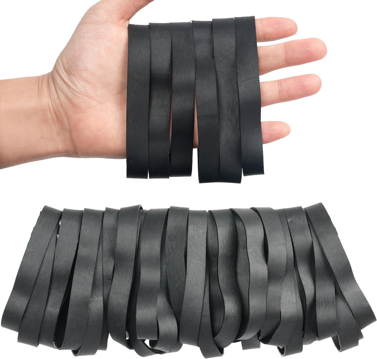 Large Black Rubber Bands Set - 40 Pack Size #105 for Office & Crafts