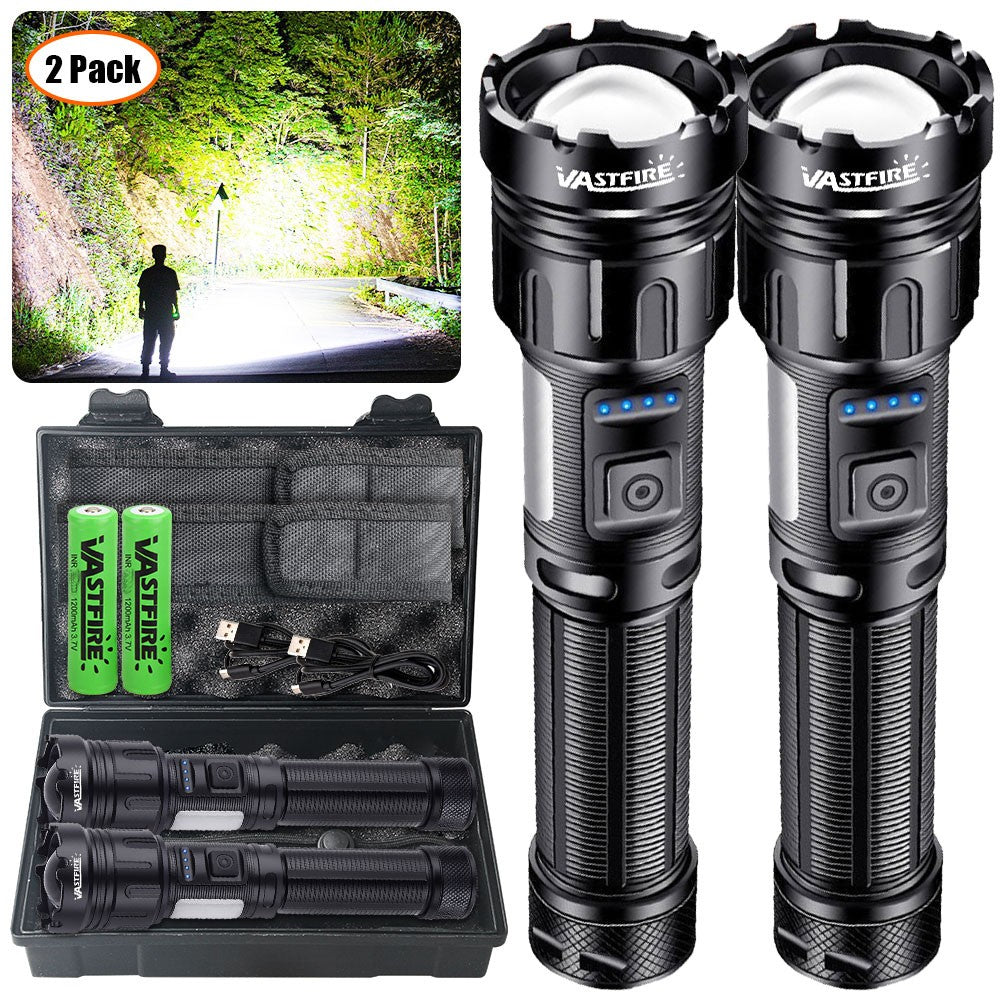 Rechargeable 20W LED Torch with Zoomable COB Light - USB Powered