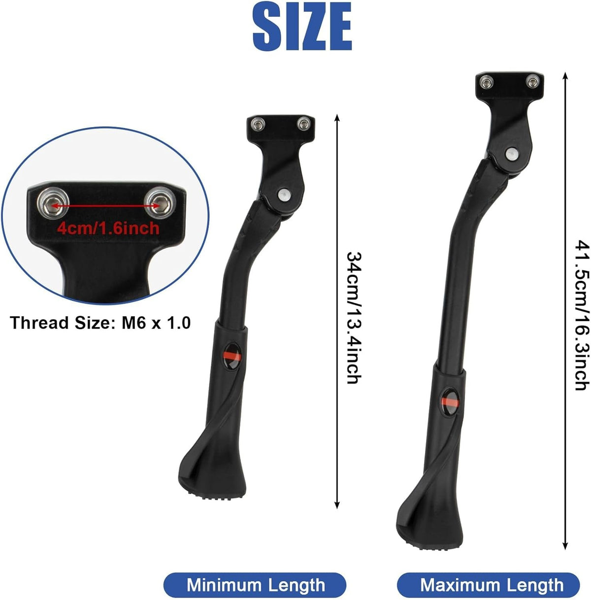 Adjustable Bike Kickstand for 24-29 Inch Mountain & E-Bikes with Double Holes