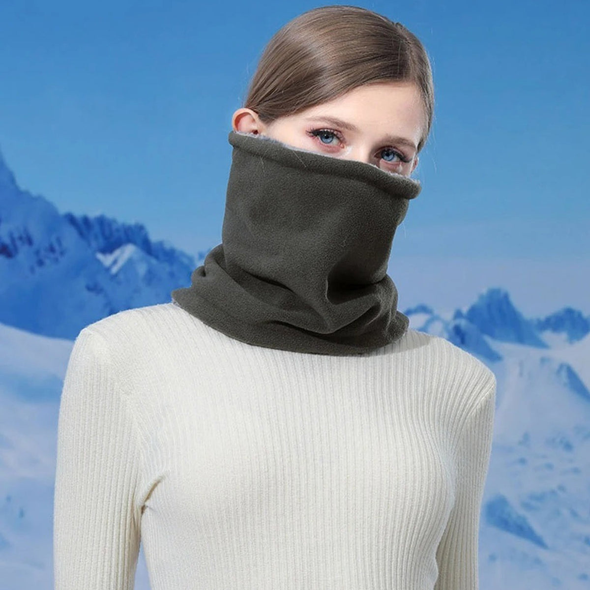 Winter Neck Warmer Mask with Fleece Lining Adjustable Gaiter Thick Scarf