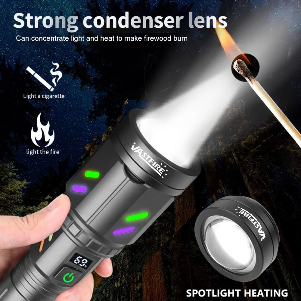 High Power Rechargeable LED Laser Flashlight with Zoom & SOS Mode