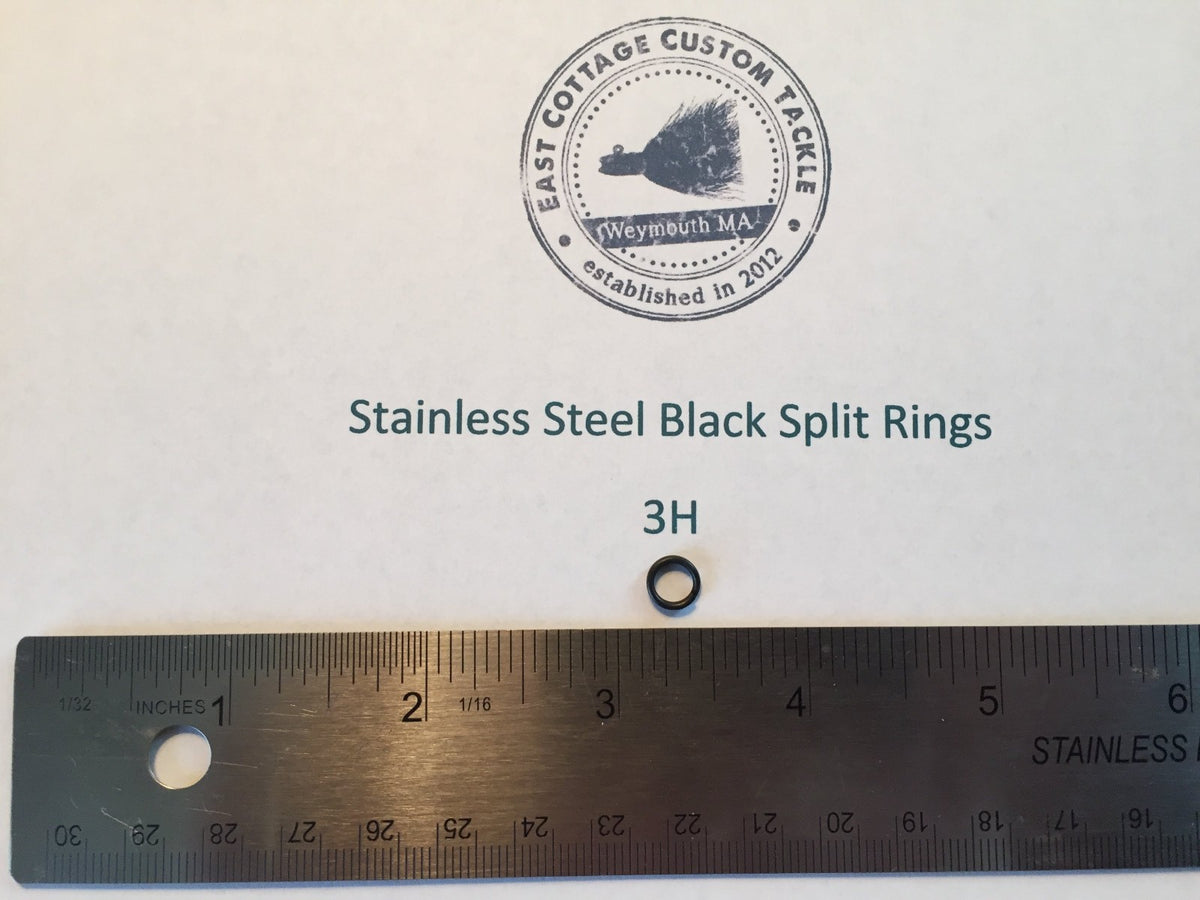 Heavy Duty Black Stainless Steel Split Rings for Fishing Tackle Multiple Sizes