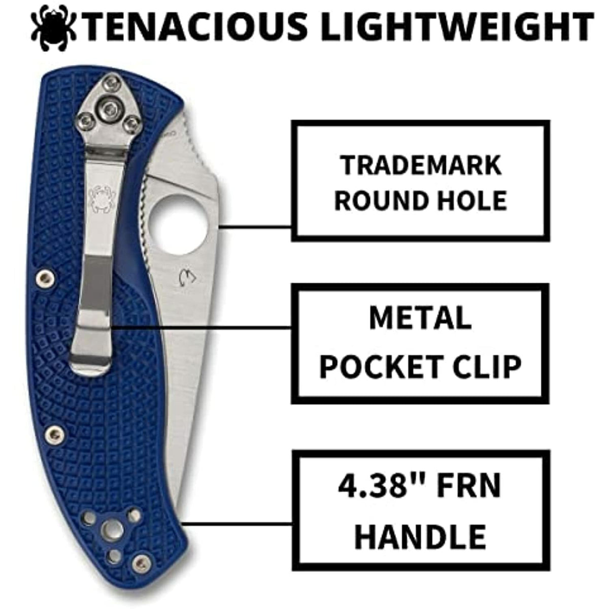 Spyderco Tenacious Folding Knife CPM S35VN Steel Blade, Blue FRN Handle