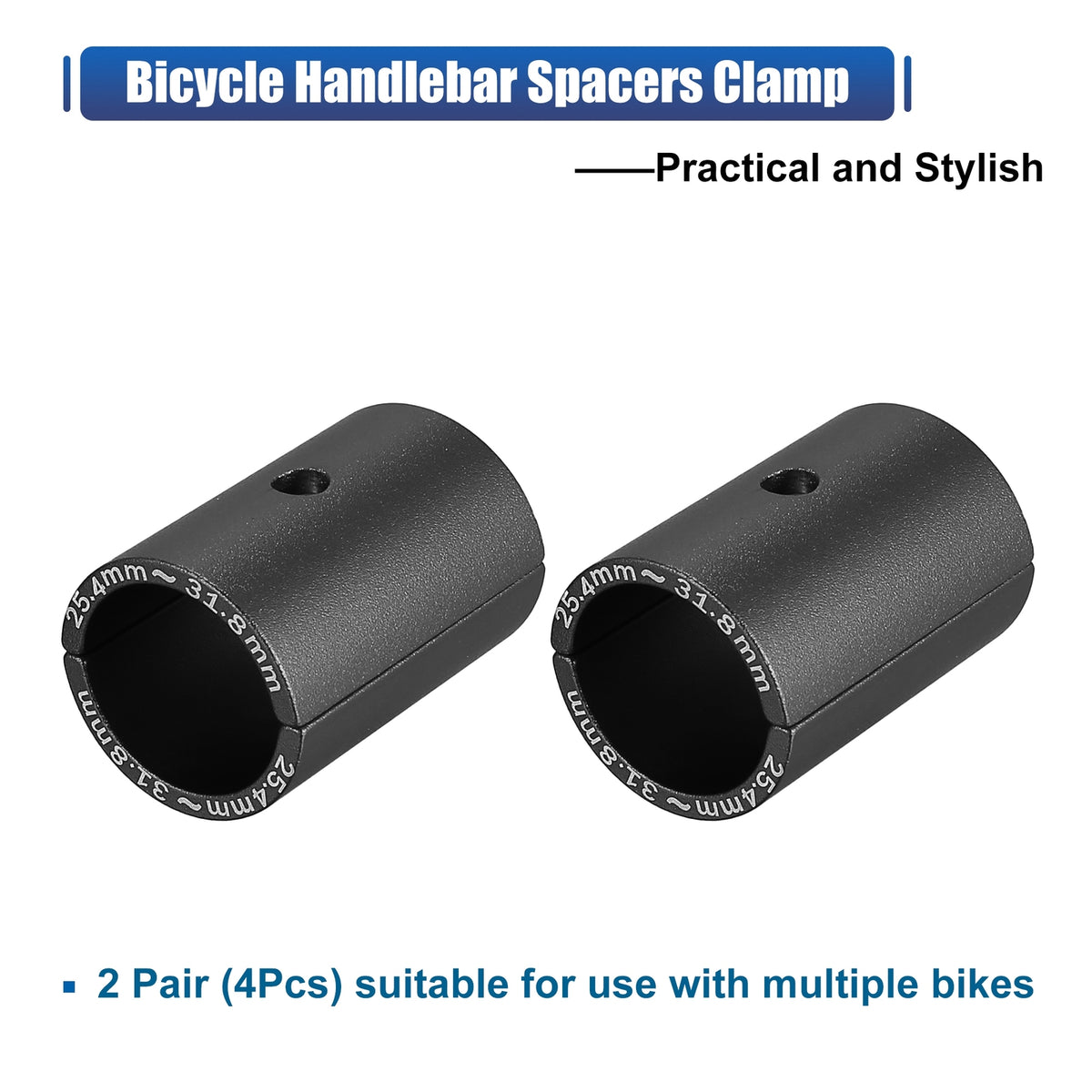 Bike Handlebar Shim 25.4mm to 31.8mm Aluminum Spacer for Bicycle Stems