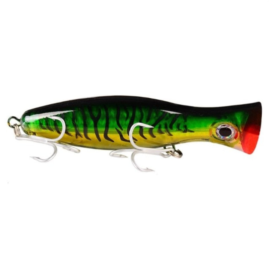 Floating Saltwater & Freshwater Fishing Lure - 1.5oz Topwater Popper with Rattle & Sharp Hooks