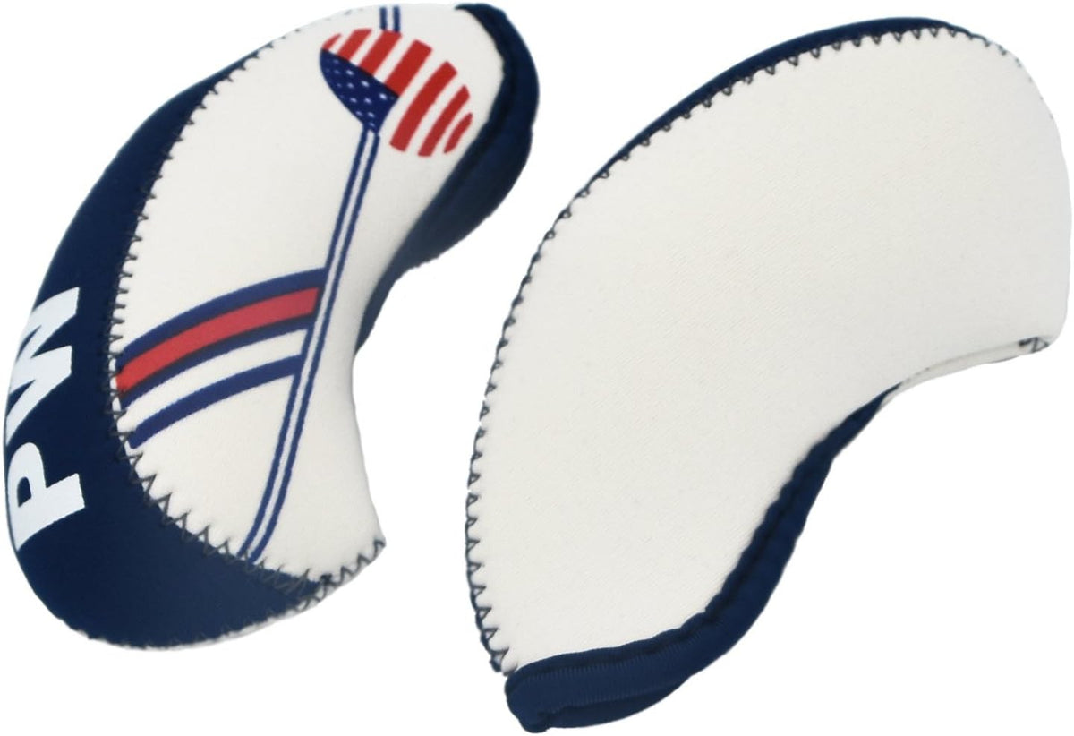Golf Iron Head Covers Set - Neoprene Protective Wedge & Iron Covers with US Flag Design