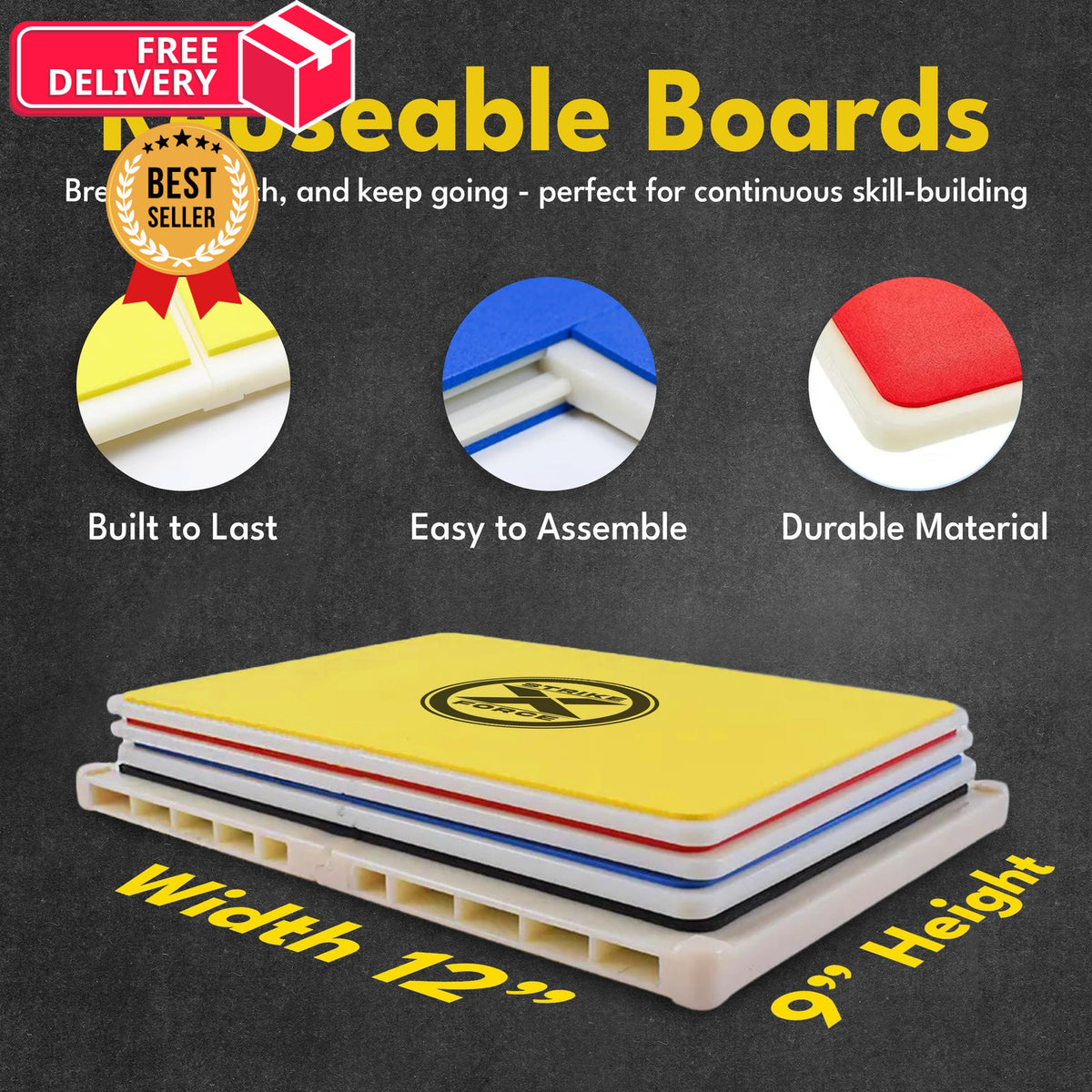 Rebreakable Martial Arts Breaking Board for Taekwondo & Karate - Red Level 3