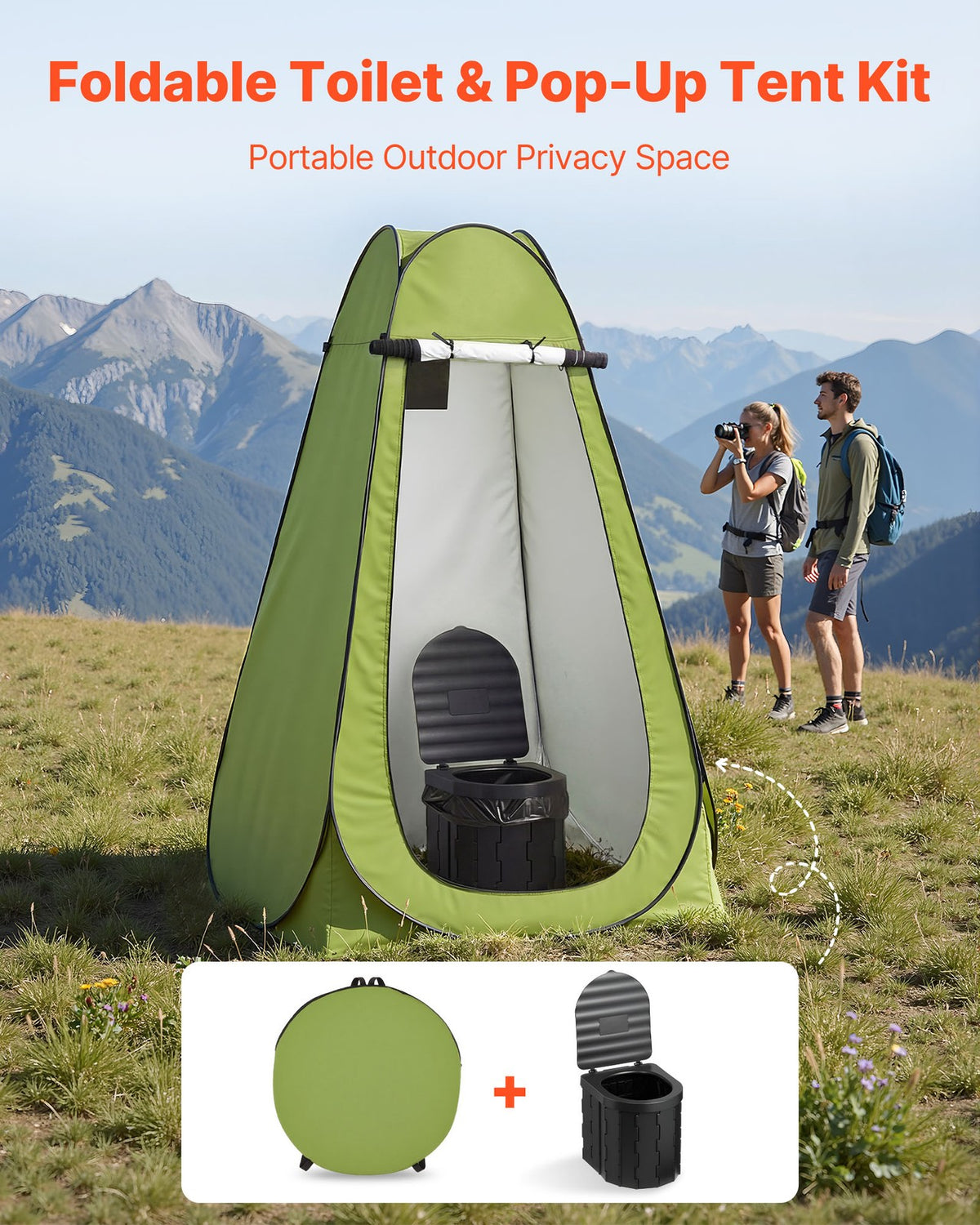 Portable Camping Toilet with Pop-Up Privacy Tent Foldable Outdoor Potty Kit