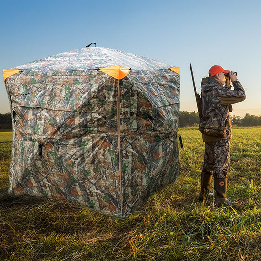 3-4 Person Ground Hunting Blind with 270° See-Through Windows, Pop-Up Design