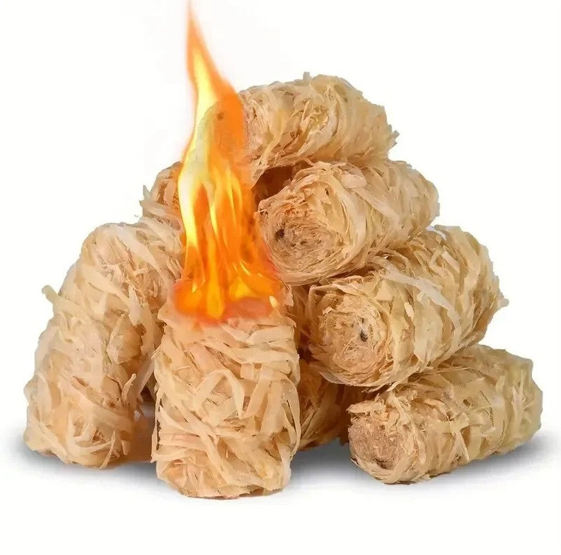 Natural Fire Starter Wax Wood Sticks for Fireplace BBQ Stove & Chimney - 60pcs