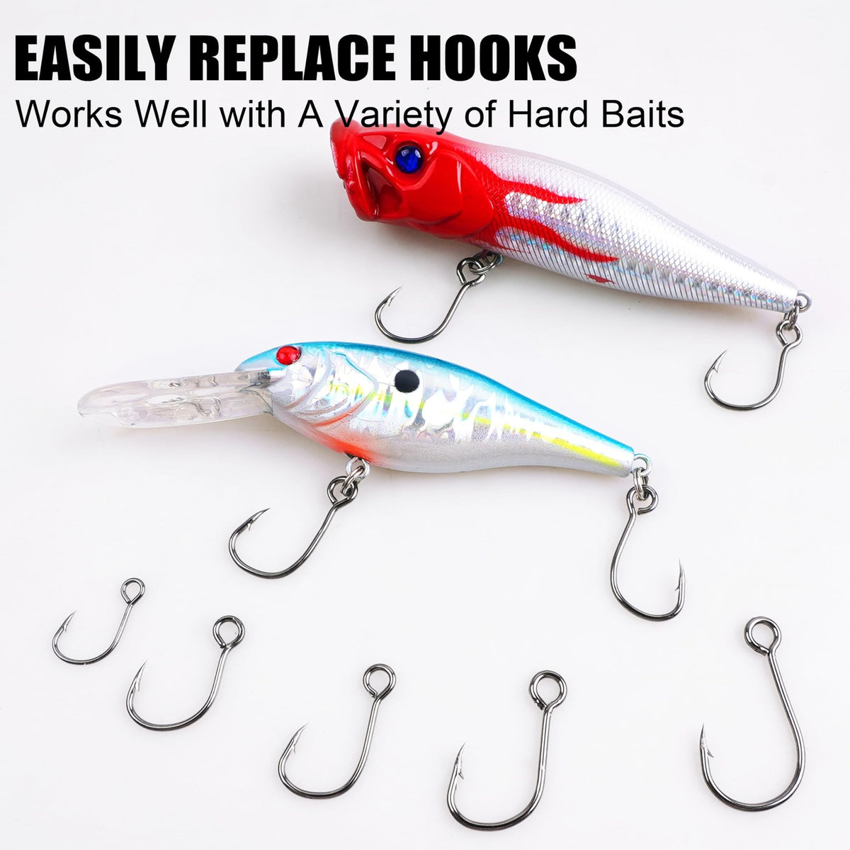 150pcs Inline Fishing Hooks Kit with Split Rings for Saltwater & Freshwater Lures