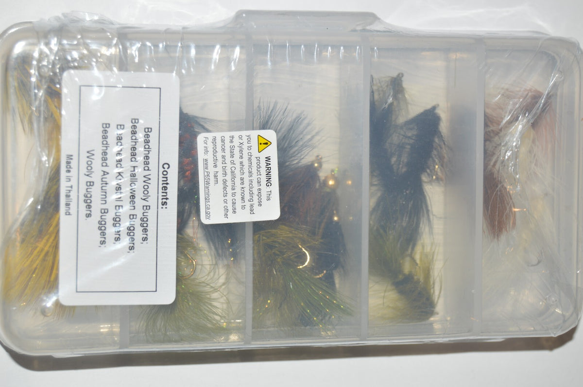Fly Fishing Woolly Bugger Assortment Kit with Box - 18 Hand-Tied Flies