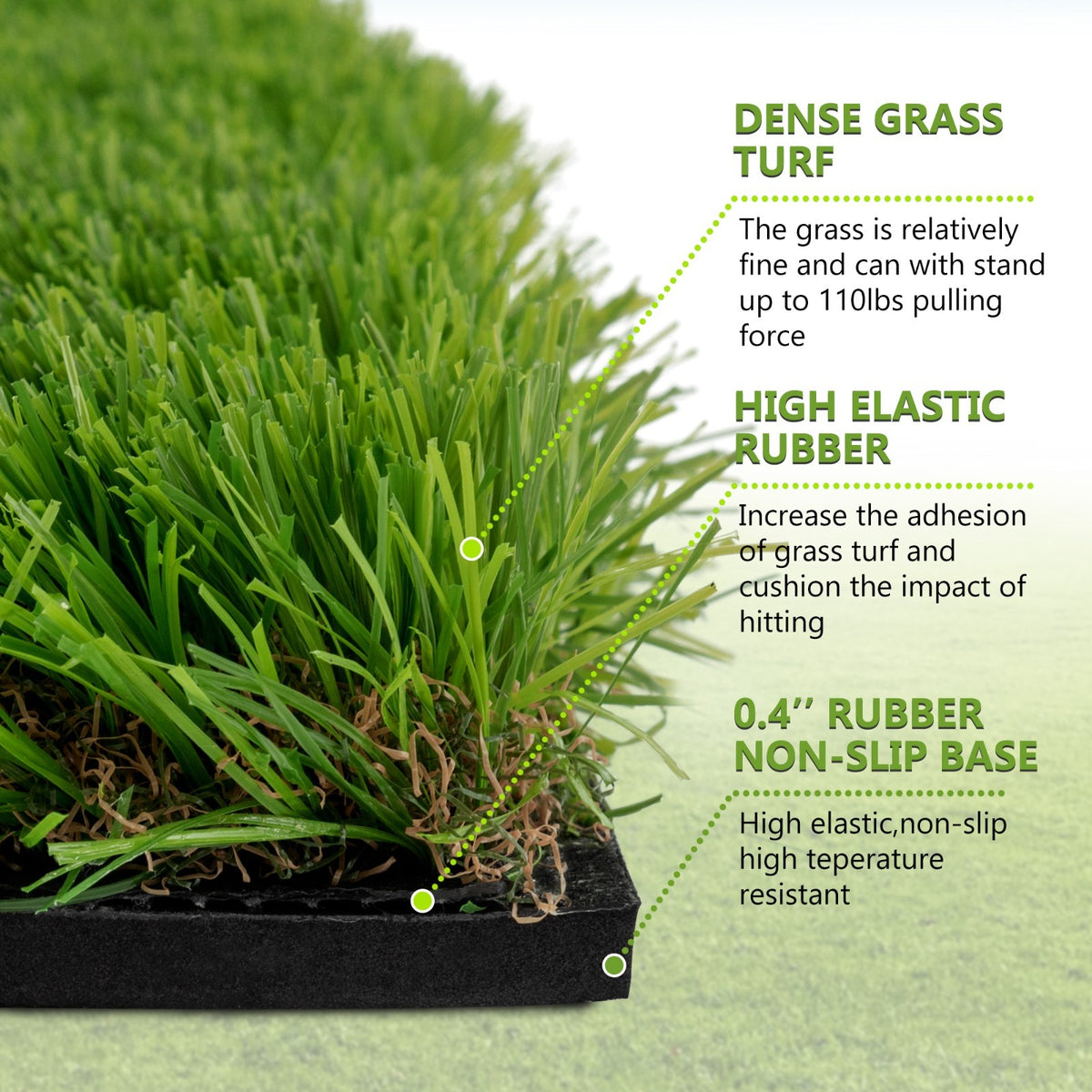 Golf Hitting Mat 5x4 Ft with Alignment Lines, Balls, Tees & Strap - Practice Turf