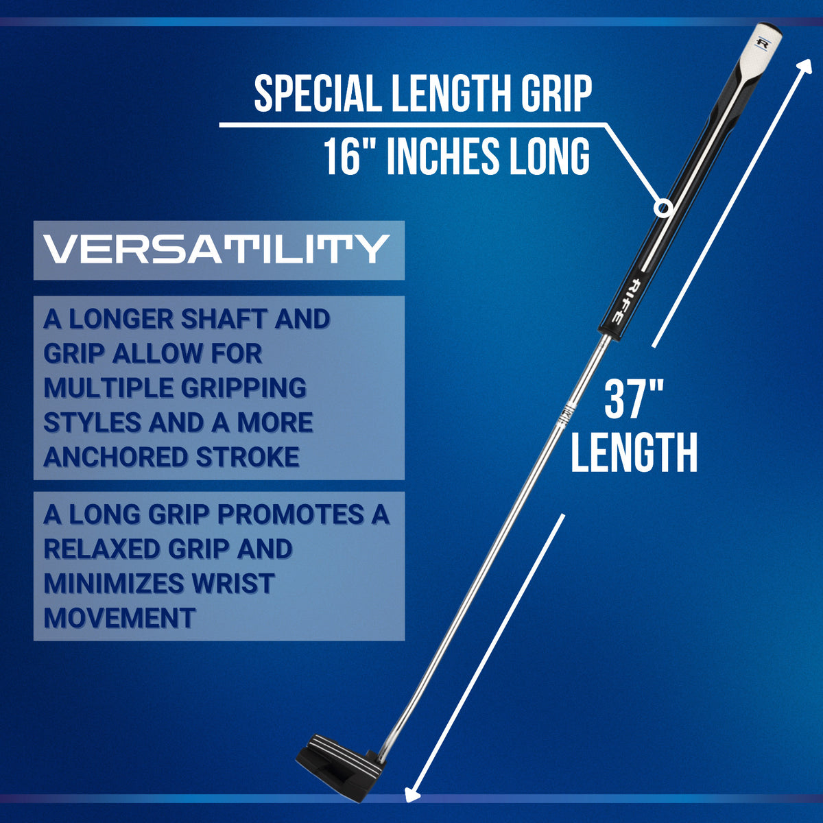 Big & Tall 37-Inch Men’s Mallet Putter with Oversized Grip and Alignment Lines