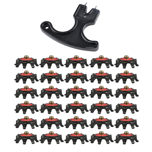 Golf Shoe Spikes Set with Metal Studs and Wrench - 30 Pack