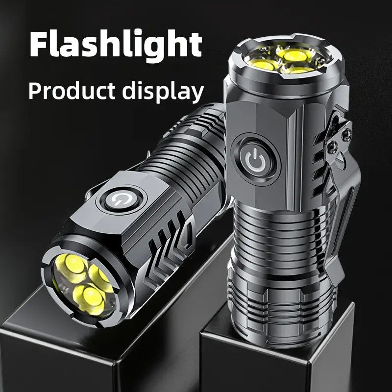 Mini Tactical Flashlight with 5 Modes USB Rechargeable LED Torch
