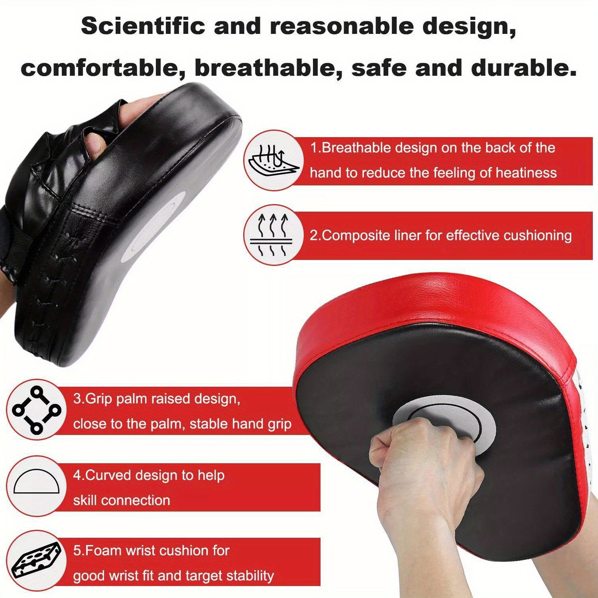 Boxing Hand Target Mitts Pad Adjustable Wrist Strap Foam Punching Trainer