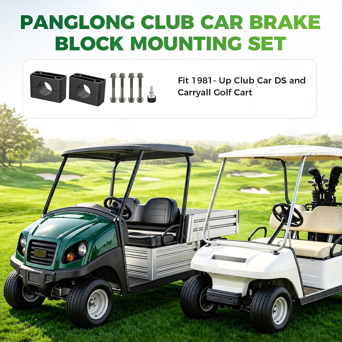 Golf Cart Brake Block Mounting Set with Screws and Nuts - Black
