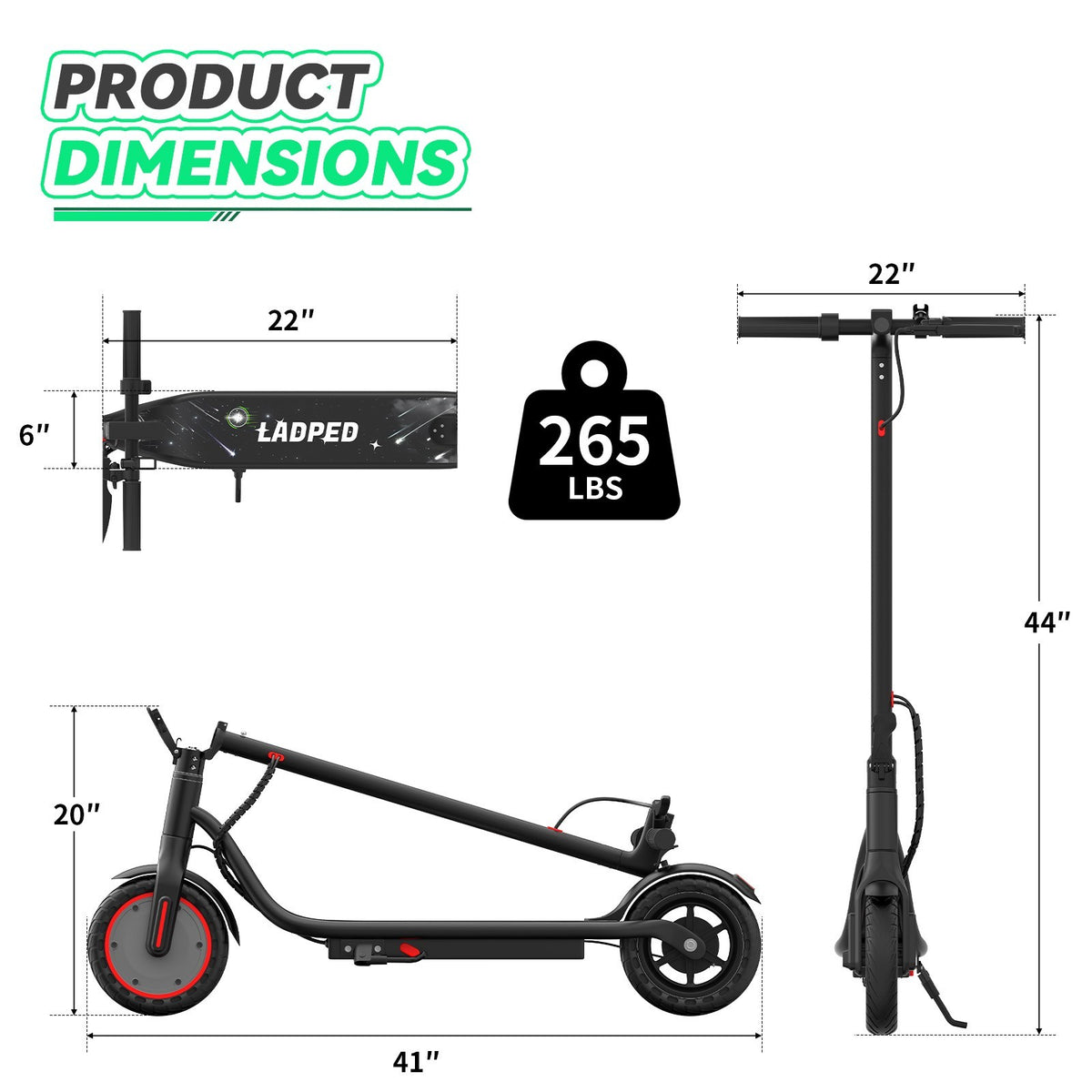 Adult Electric Scooter Foldable Commuter E-Scooter 25KM/H Long Range
