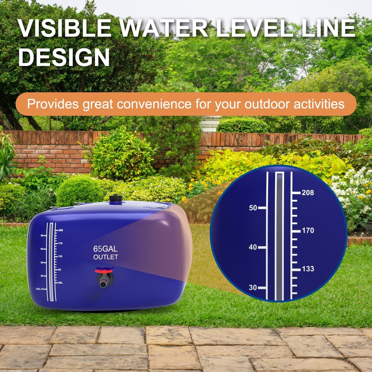 65 Gallon Collapsible Water Bladder Tank for Camping Gardening Emergency