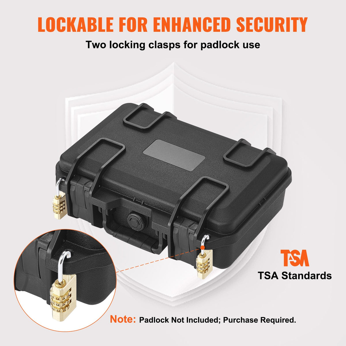 Waterproof Hard Pistol Case with Pre-Cut Foam Lockable TSA Approved for Firearms