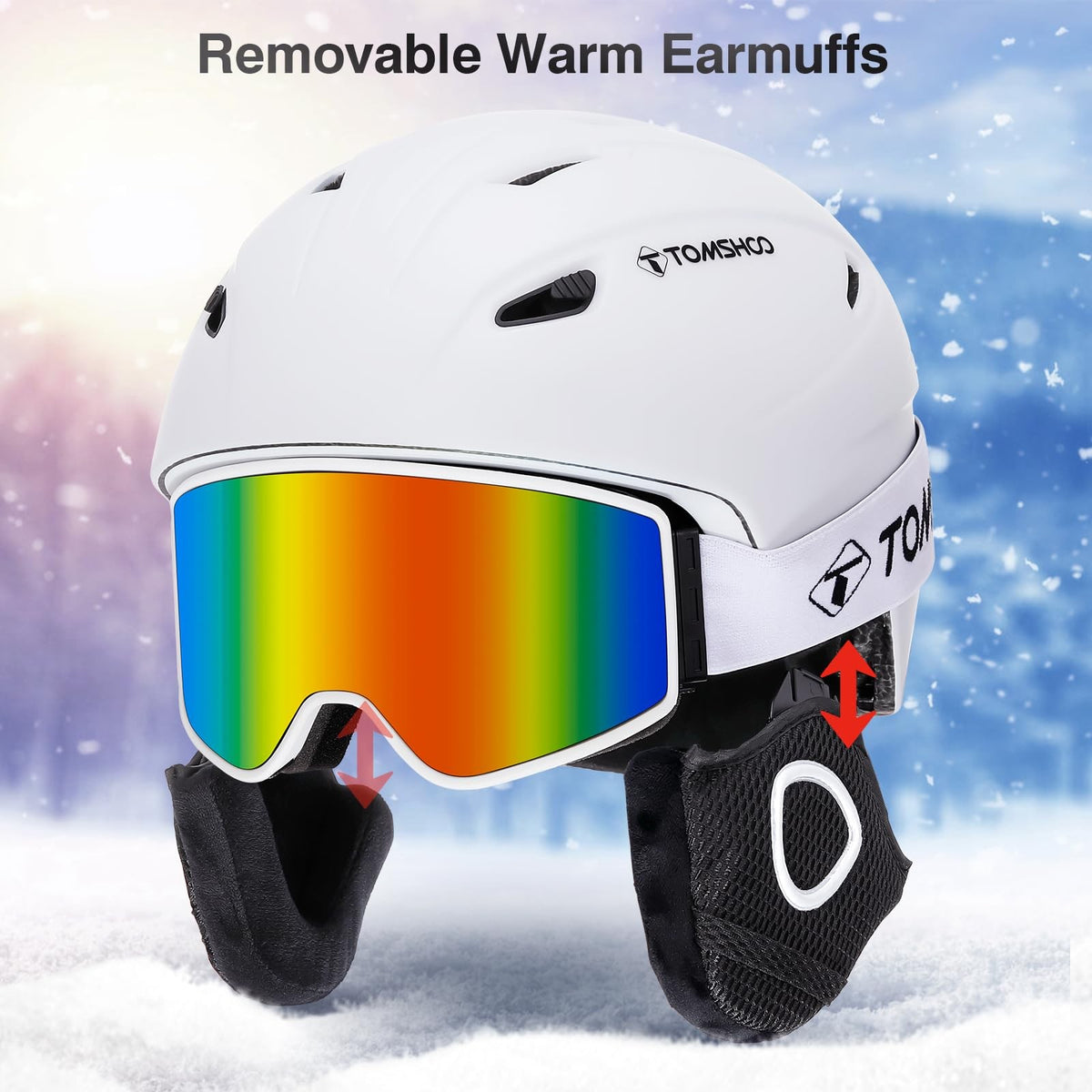 Snowboard Helmet with Goggles Set for Men Women Shockproof Windproof Winter Sports