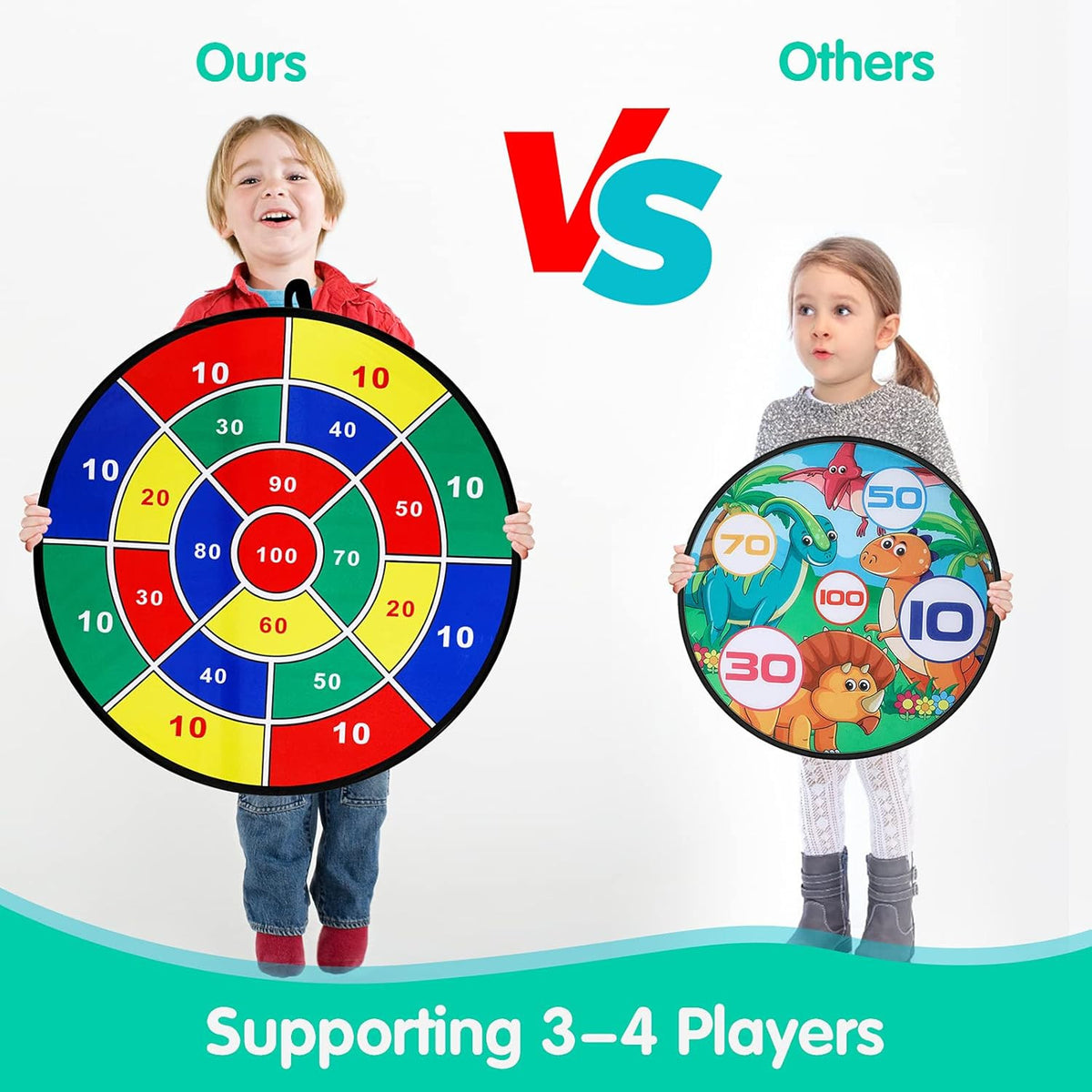Kids 29-Inch Dart Board Game Set with 16 Sticky Balls - Indoor/Outdoor Fun
