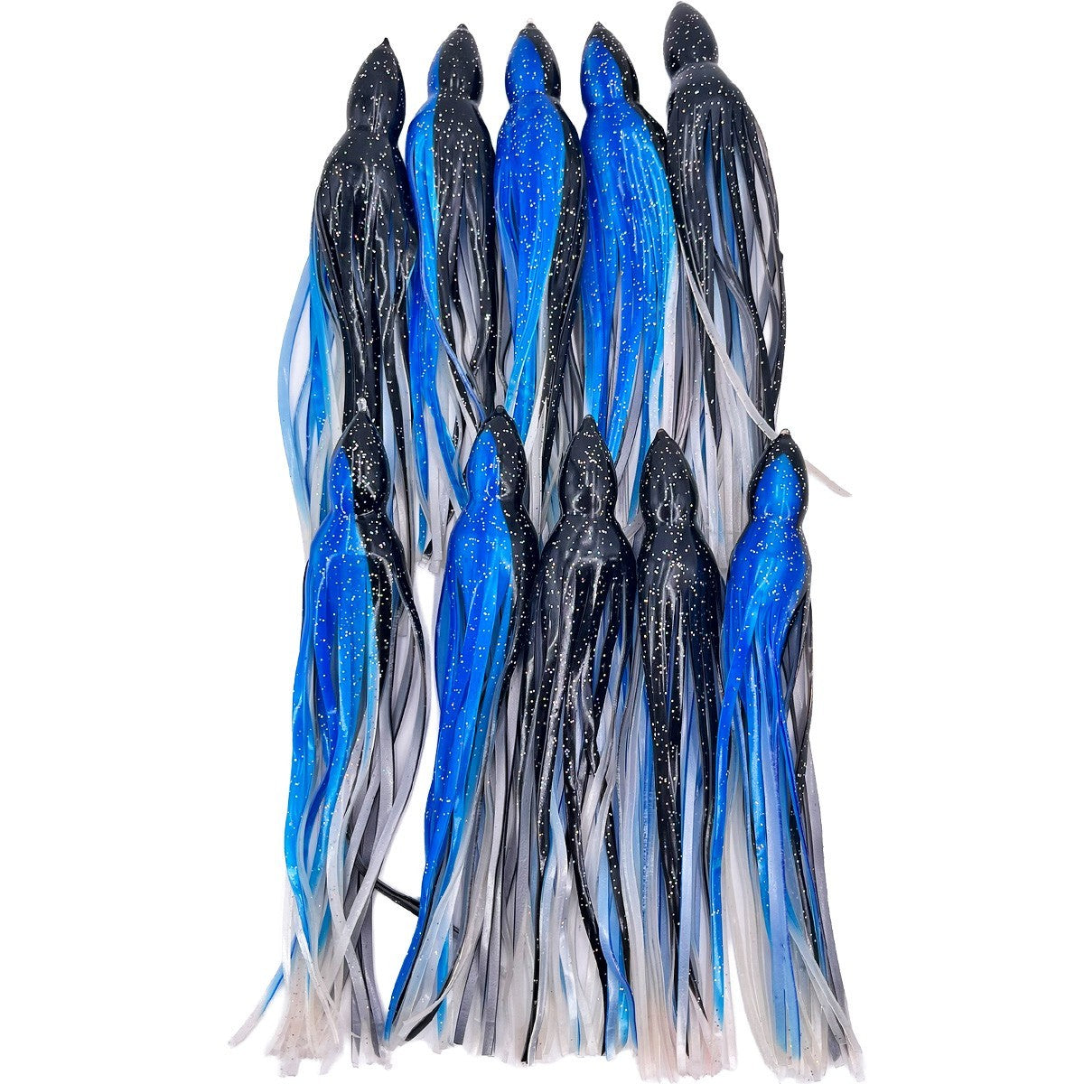 Octopus Skirt Replacement for Trolling Lures - Saltwater Fish Attractant 8.5” Black & Blue