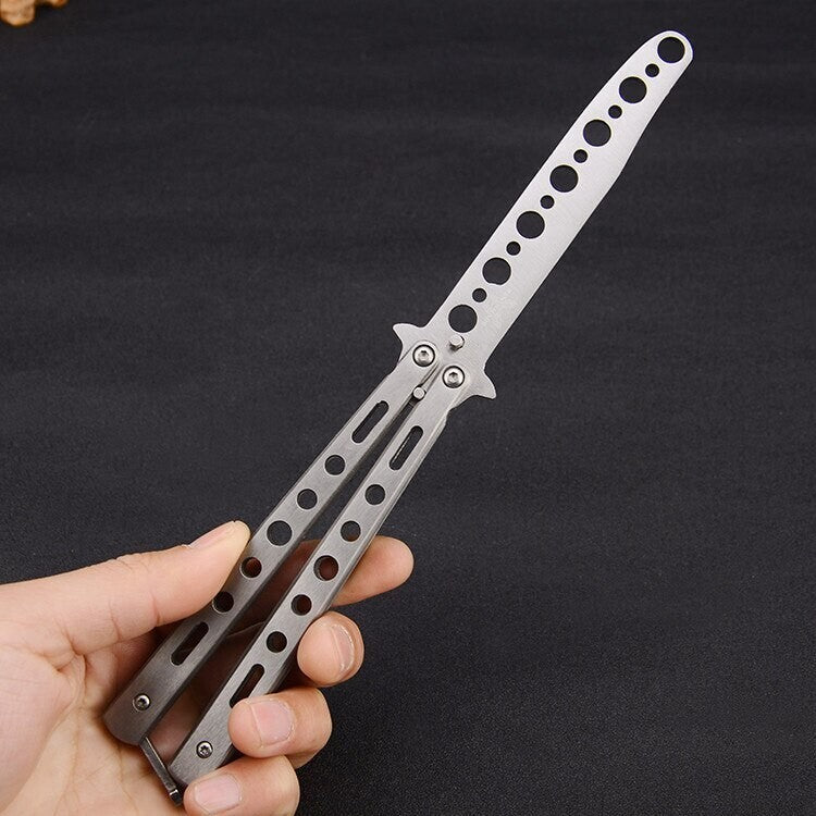 Practice Butterfly Knife Trainer Dull Stainless Steel Black Tool