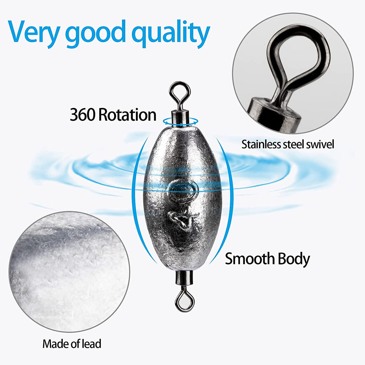 Fishing Inline Sinkers with Swivels - Saltwater & Freshwater Trolling Weights