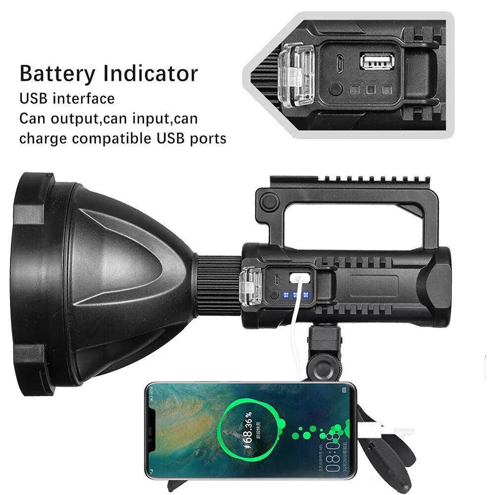 Rechargeable LED Searchlight Spotlight 1000000 Lumens Handheld Flashlight