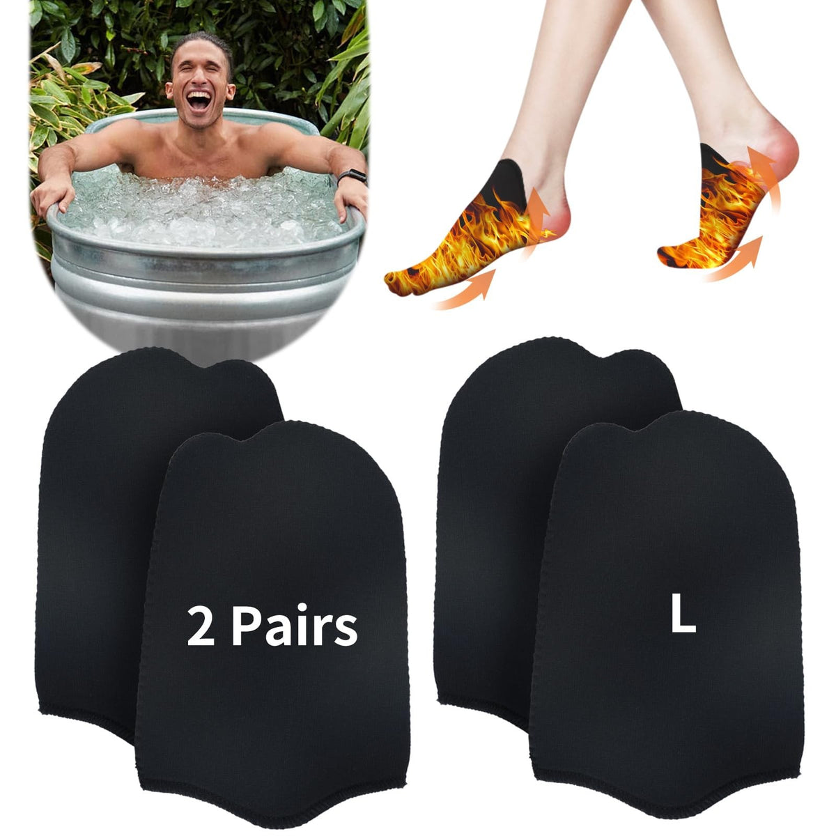 Neoprene Ice Bath Toe Socks - Cold Plunge & Recovery Foot Warmers (2 Pairs)