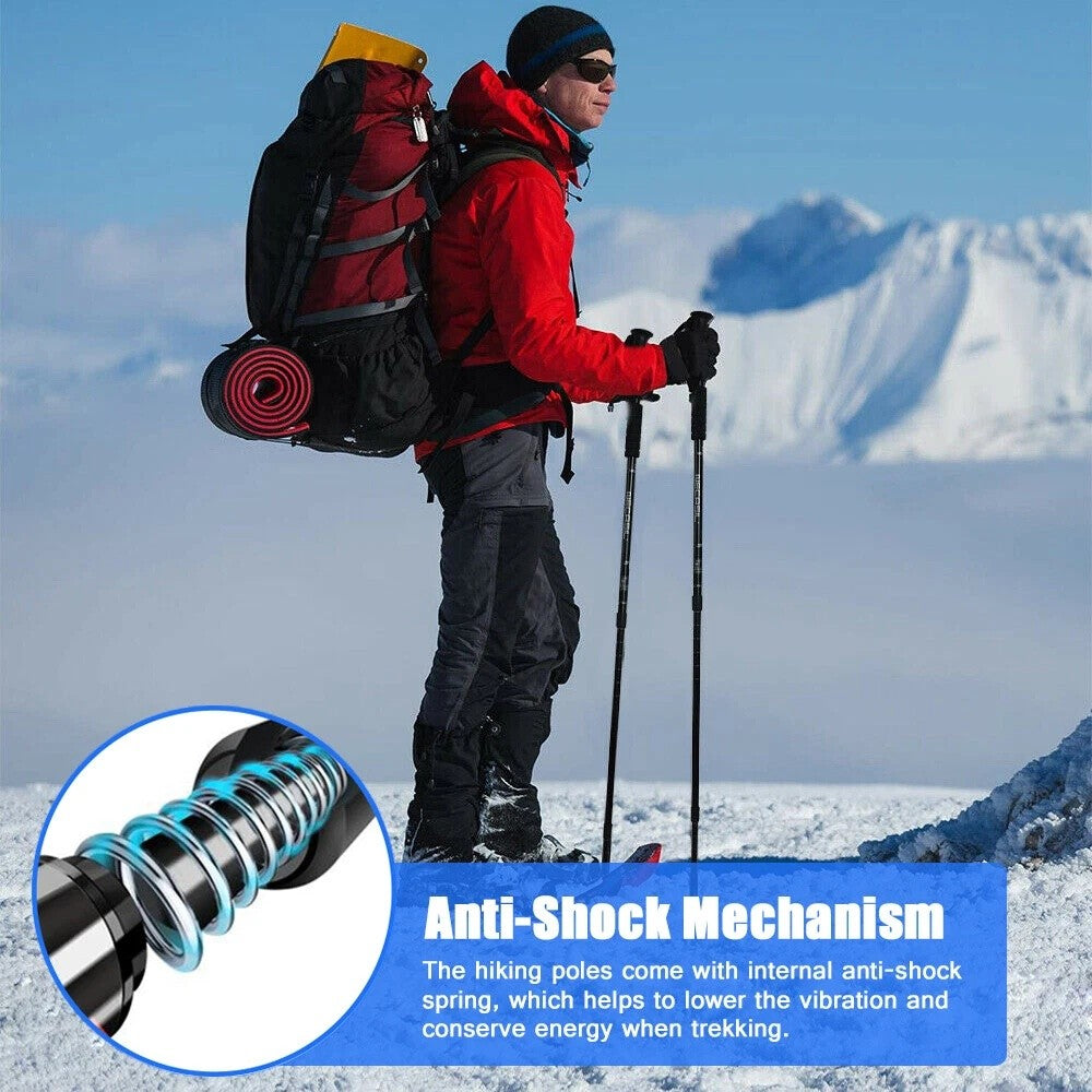 Adjustable Trekking Poles - Lightweight Aluminum Hiking Sticks with Anti-Shock