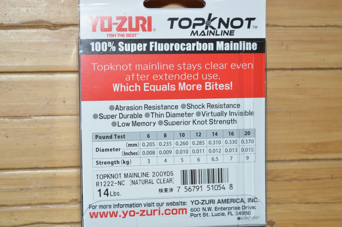 Yo-Zuri Super Fluorocarbon Topknot Mainline 14lb Clear 200yds Fishing Line