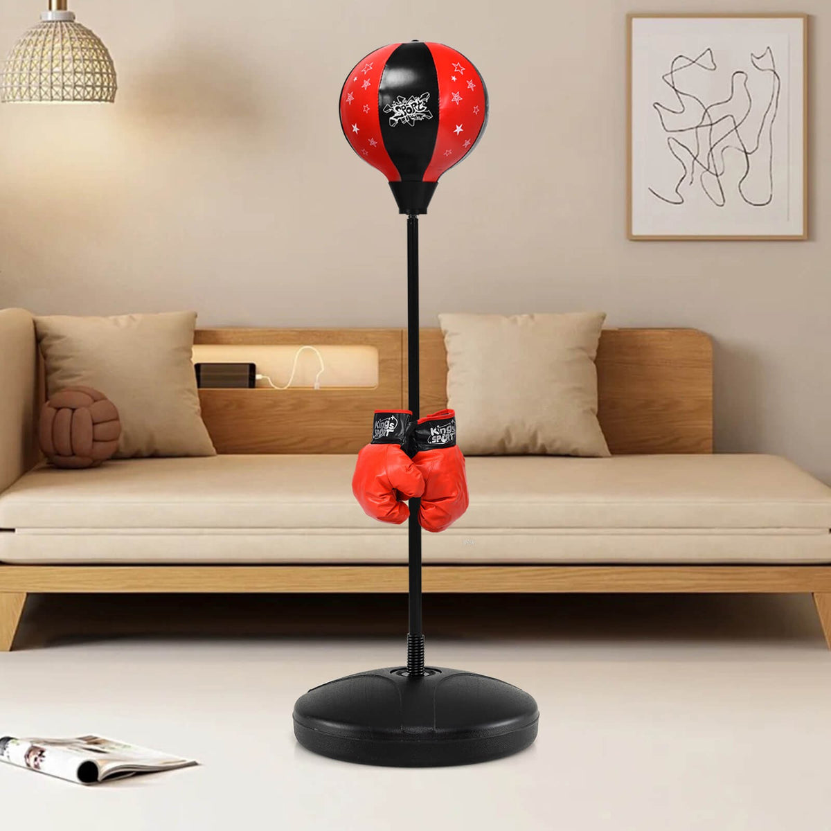 Kids Adjustable Inflatable Punching Bag Set with Stand Boxing Gloves & Pump