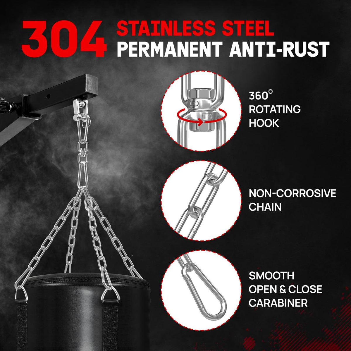 Heavy Duty Punching Bag Hanger with Spring Supports Up to 150 lbs