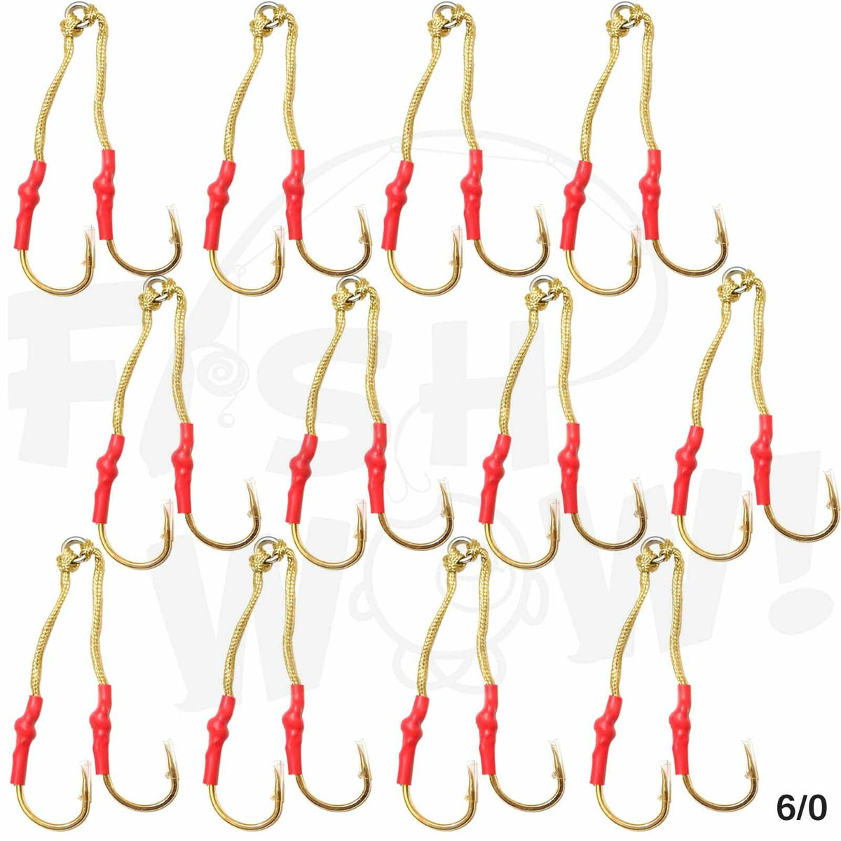 40pcs Fish WOW!® Assist Hooks 6/0 Gold for Vertical & Butterfly Jigs