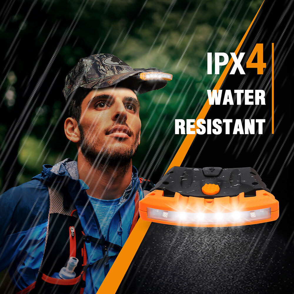 Rechargeable Waterproof Clip-On Hat Light with Memory Function - 2 Pack