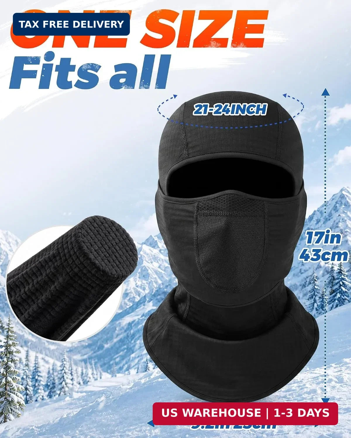 Movable Waffle Fleece Ski Mask for Men Women Winter Face Covering