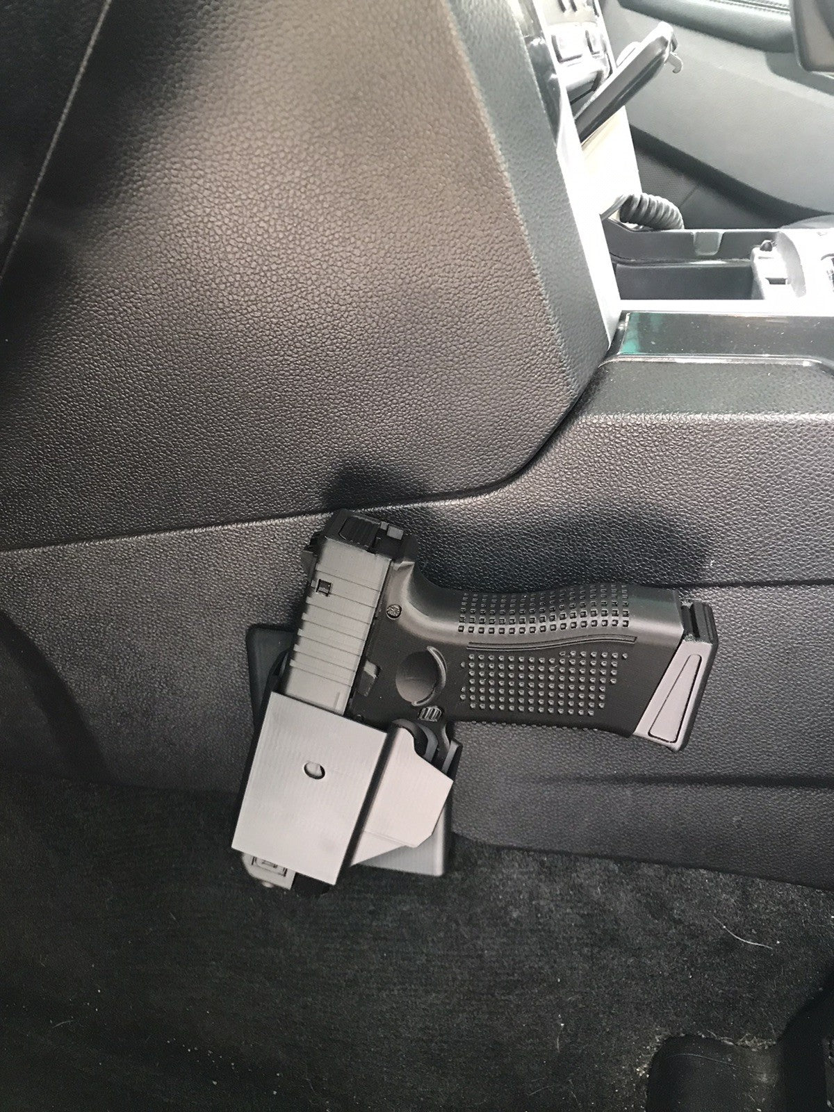 Universal Vehicle Side Arm Holster Mount for Center Console - No Drills