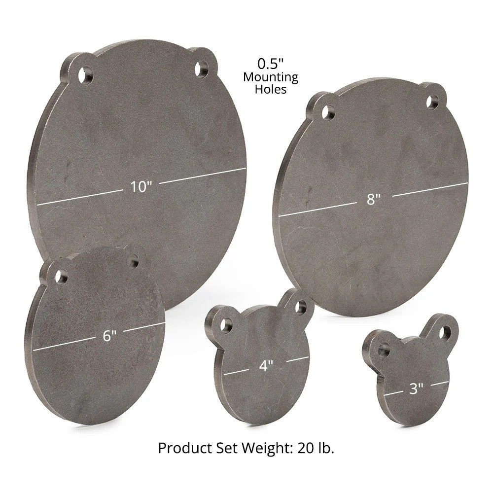 5 Pack AR500 Steel Gong Shooting Targets - 3/8 Inch Thick, Durable Range Targets for Rifles and Handguns