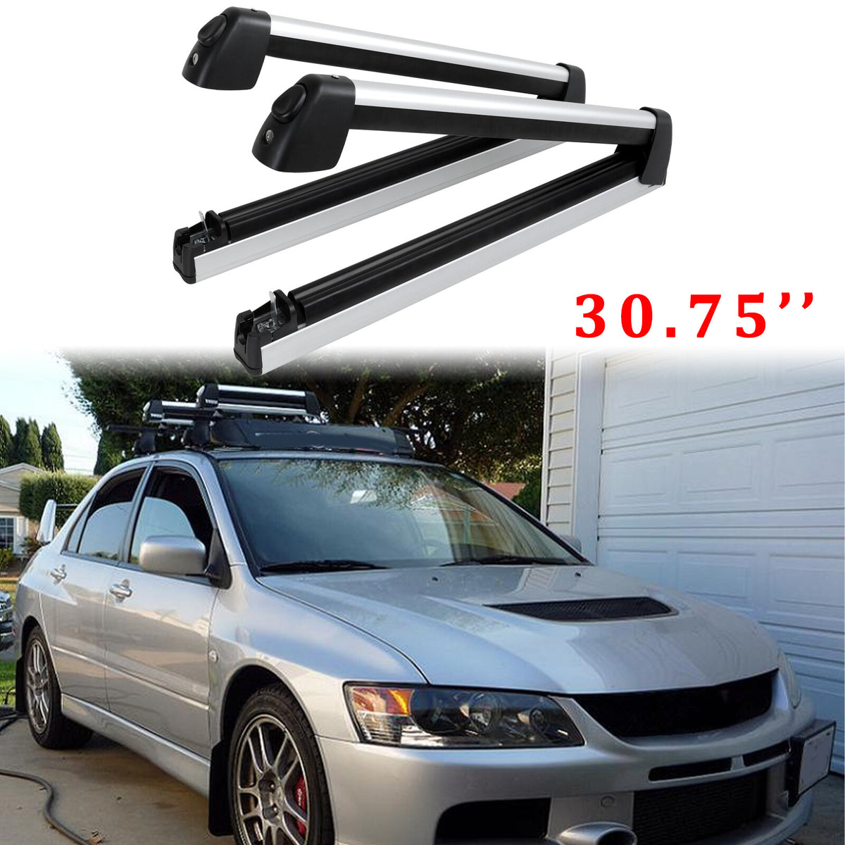 Aluminum Roof Rack Ski & Snowboard Carriers with Lock for Mitsubishi Lancer EVO